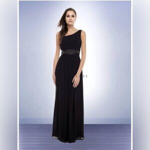 Bill Levkoff Black One-Shoulder Gown